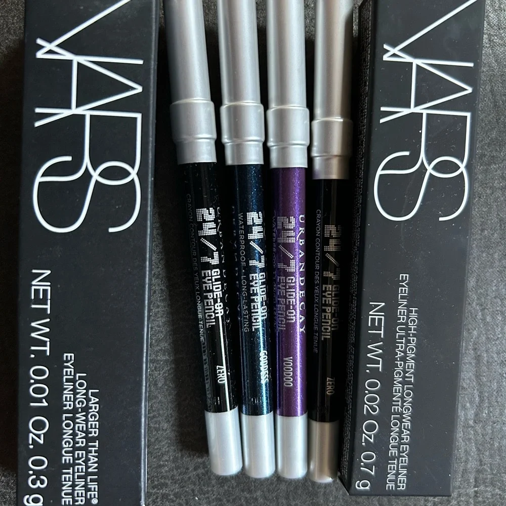 New lot of 6 NARS Urban Decay Eyeliner Travel Black Zero Goddess Voodoo 24/7